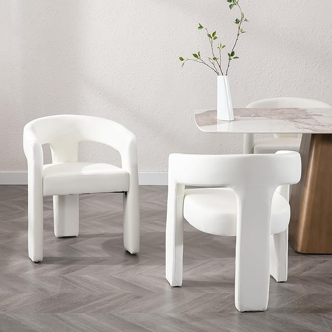RIVOVA Modern Barrel Dining Chairs Set of 5, PU Leather Upholstered Accent Side - Image 3
