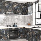Marble Black/Purple Contact Paper Peel and Stick Countertops Gold Wallpaper - Image 5