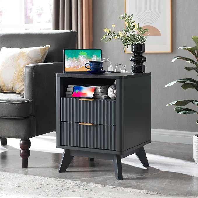 T4TREAM Fluted Nightstand Set of 2 - Image 2