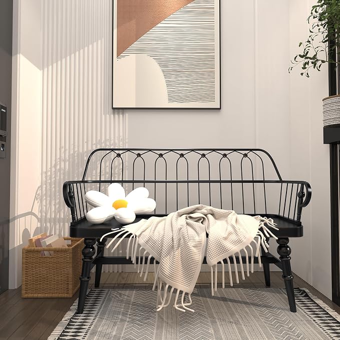 DIBRATY Entryway Bench, Spindle Back Wooden Dinning Bench, Farmhouse Foyer Bench - Image 3