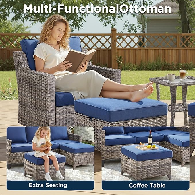 Outdoor Patio Furniture Set-7 Pieces All-Weather Wicker Outdoor Furniture - Image 4