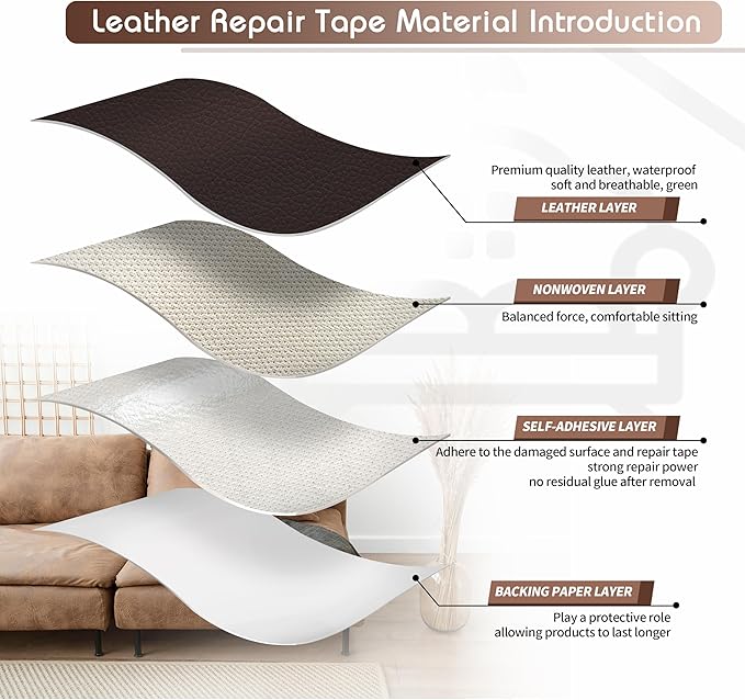 KING MOUNTAIN Leather Repair Patch, 16 x 60 Inches self Adhesive Leather Repair - Image 3