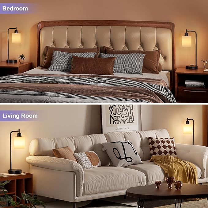 Industrial Touch Bedside Lamps for Bedrooms Set of 2 - Image 5