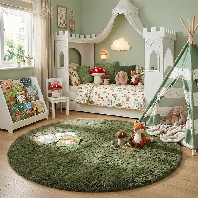 Amdrebio Olive Green Round Rug 5Ft - Image 3