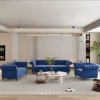 ORRD 3 Piece Living Room Set, Velvet Chesterfield Sofa Loveseat Couch Chair by ORRD