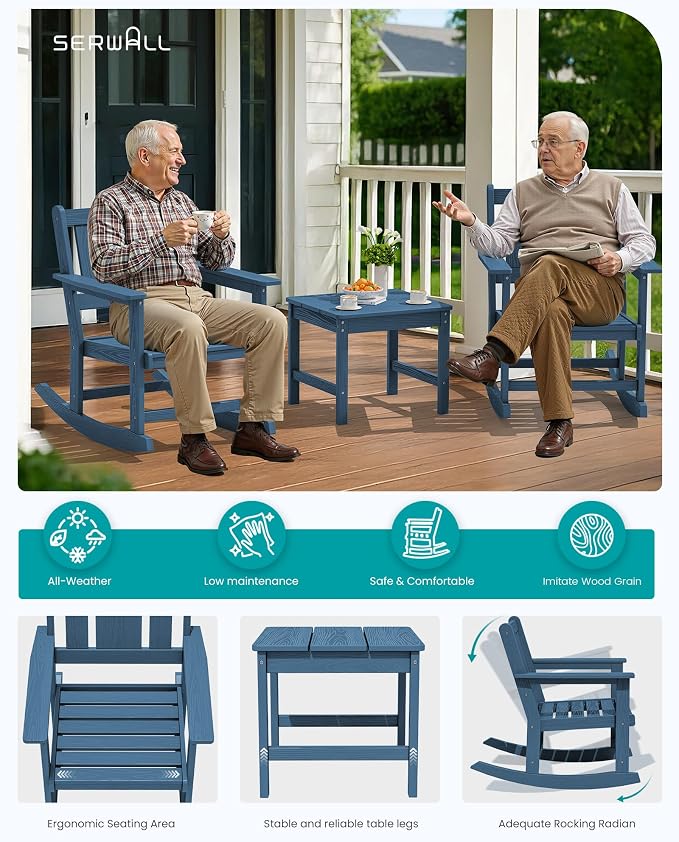 SERWALL Outdoor Rocking Chairs Set of 2 - Image 8