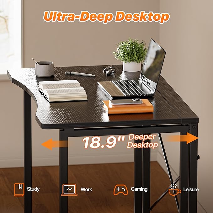 Huuger Folding Desk for Small Spaces, 31.5 Inch Foldable Computer Table - Image 4