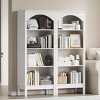 Arched Bookshelf with 4 Tier Open Shelves, Study and Living Room, Modern White - Image 3