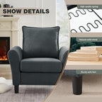 Mid-Century Accent Chairs Set of 2, Modern Linen Fabric Armchair - Image 3