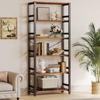 IRONCK Bookshelf, 31.5in Wide Shelf 6 Tier Bookcase, 110lbs/shelf Vintage - Image 2