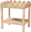Bali & pari Sumana Bohemian Scallop Natural Rattan and Mahogany Side Table by balipari