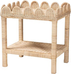 Bali & pari Sumana Bohemian Scallop Natural Rattan and Mahogany Side Table by balipari
