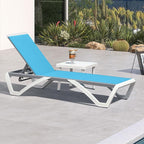 PURPLE LEAF Patio Chaise Lounge Chair Set Outside Aluminum Plastic Stackable by PURPLELEAF