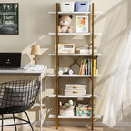 6 Tiers Bookshelf Organizer White Faux Marble Shelf, Modern Open Display - Image 3