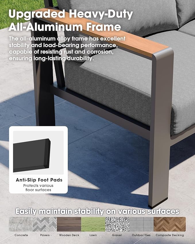 Aluminum Outdoor Patio Furniture Set, 11 Seats Patio Conversation Sets - Image 4
