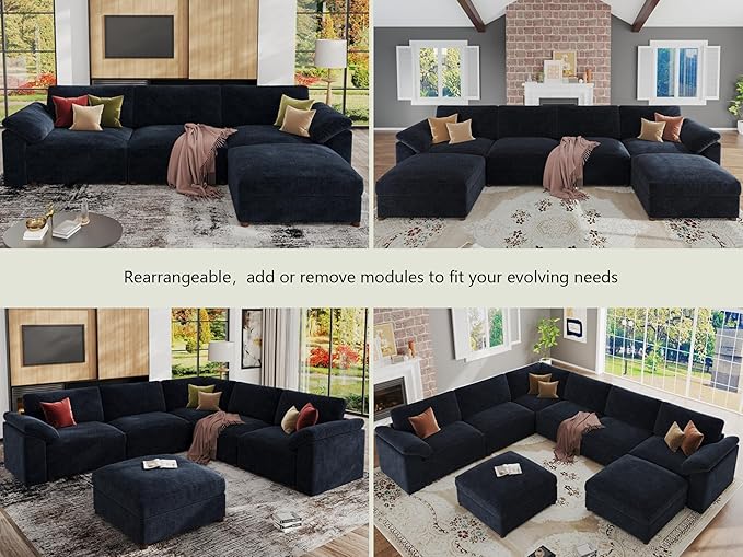 EASE MOOSE Blue Sectional Modular Sofa, FSC Certified Oversized L Shape - Image 5