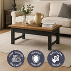 Alaterre Furniture Pomona Living Room 42 Inch Lift Top Solid Wood Coffee Table - Image 3