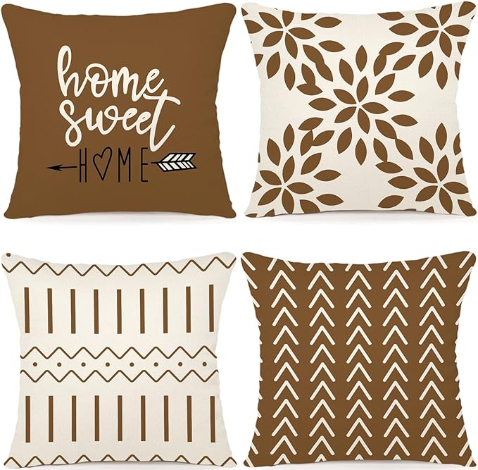 YCOLL Pillow Covers 18x18 Set of 4, Modern Sofa Throw Pillow Cover, Decorative by PillowCoversExpert