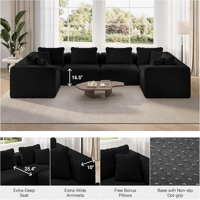 Novilla 141" Modular Sectional Sofa, Modern Cloud Sectional Couch - Image 7