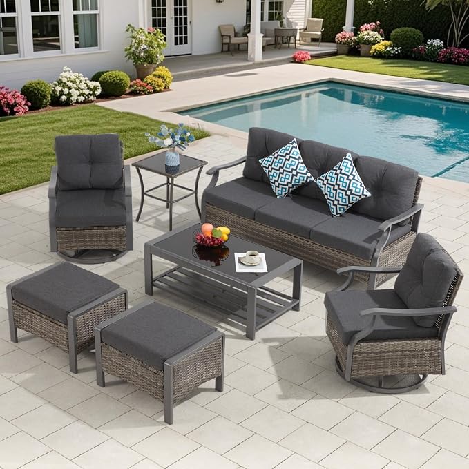 Outdoor Patio Furniture Set, 7 Pieces Outdoor Conversation Sets by YALISSEY