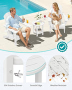 SERWALL Round Outdoor Side Table, HDPE Small Adirondack End Table, 2-Tier Patio - Image 5