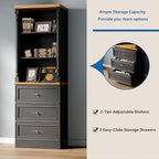 Bookshelf with Drawers, Floor Standing Display Storage Cabinet - Image 5