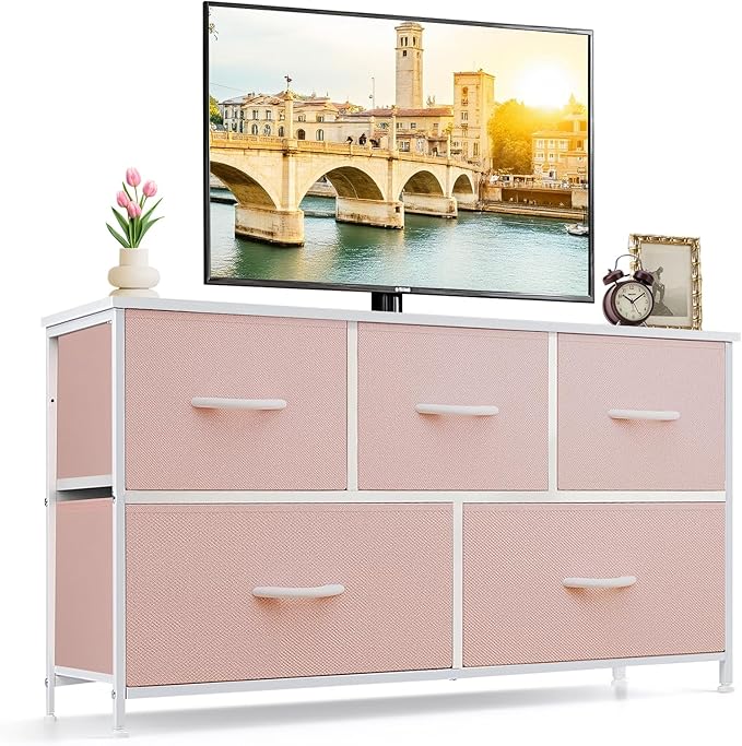 5-Drawer Dresser for Bedroom, Anti-Tip Wide Storage Organizer Fabric Chest of by SageNest