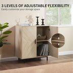 Storage Cabinet with Doors, Modern Accent Cabinet, Wood Grain Decoratio Buffet - Image 4