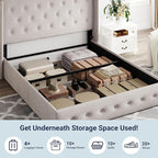 Allewie Queen Size Lift Up Storage Bed, Button Tufted Headboard - Image 5