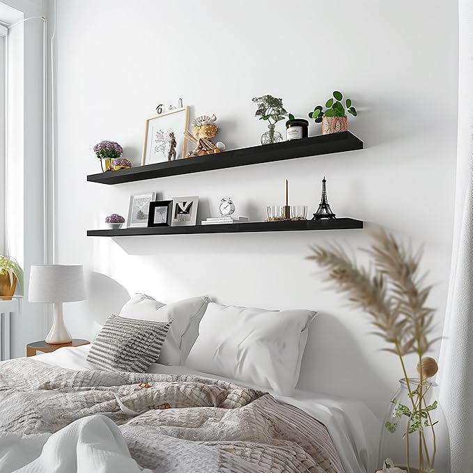 YYWUOJJ Wood Floating Shelves for Wall Decor, Rustic Wall Shelves for Bedroom - Image 4