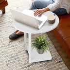 Hosfais Small Side Table End Table, C Shaped Oval Coffee Table, Wooden TV Tray - Image 6