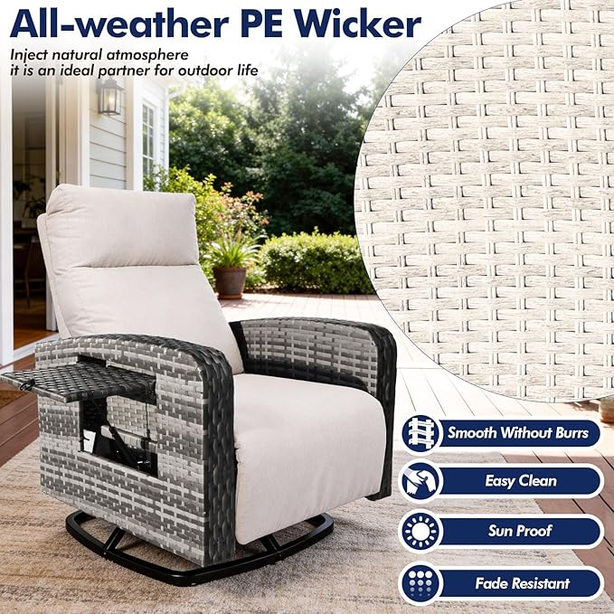 ZZW Outdoor Recliner Chair, Wicker Patio Recliners - Image 5