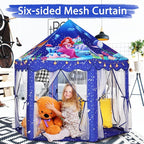 Monobeach Mermaid Princess Tent Girls Blue Large Playhouse Kids Castle Play Tent - Image 3
