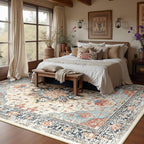 RELEANY Area Rugs 9'x12' Washable Non-Slip, Floral Vintage Distress Print - Image 2