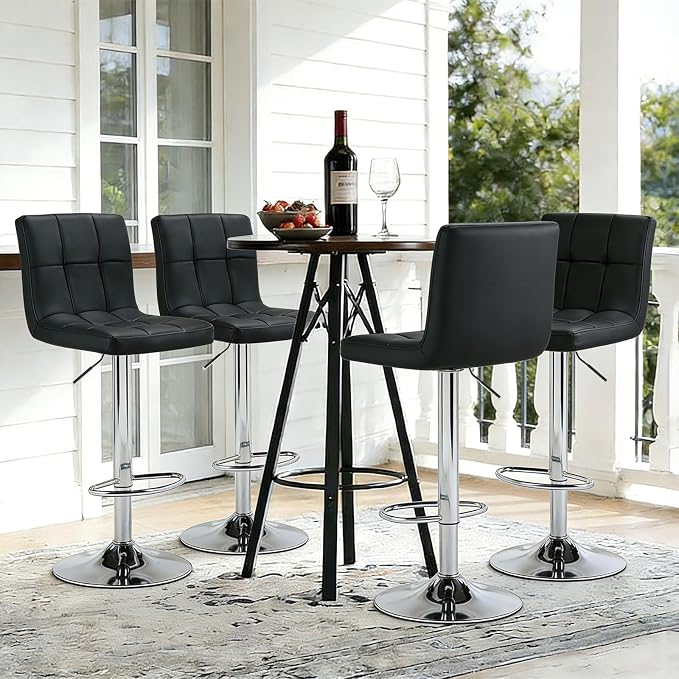 DUMOS Bar Stools Set of 4, 24 inch Counter Height Bar Stools, Upholstered - Image 8