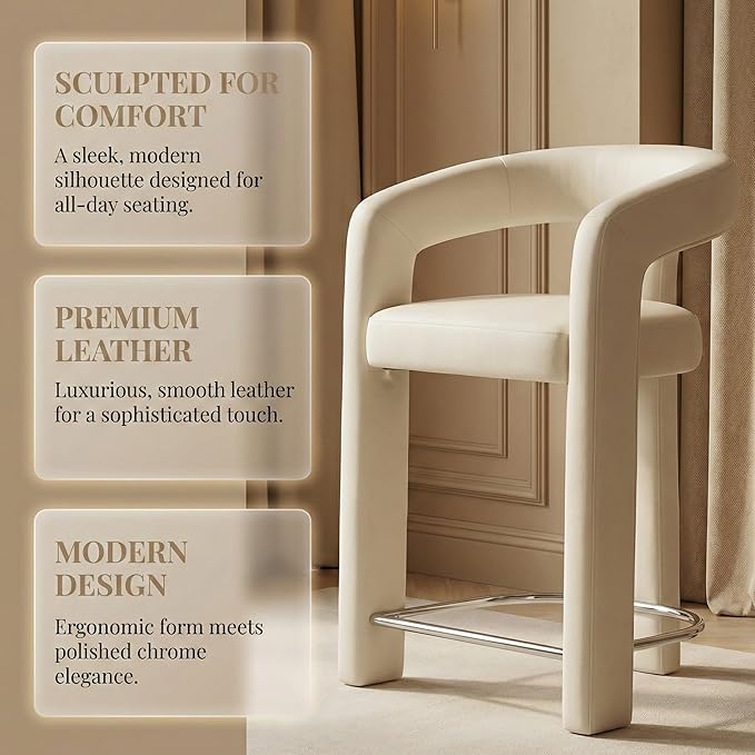 HNY 26 Inch Modern Tall Barrel Bar Stool, Velvet Upholstered Barstools - Image 5