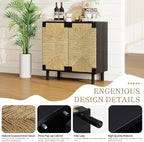 31.5" Black Accent Storage Cabinet, Modern Boho Sideboard - Image 6