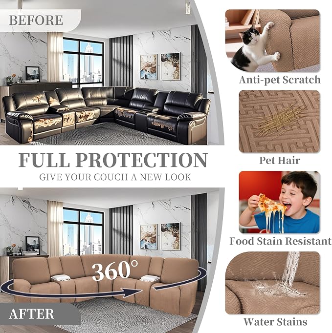 100% Waterproof Sectional Recliner Couch Covers - Image 6