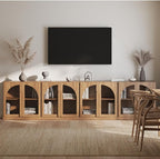 BELLEZE 2 Tier Bookshelf with Arched Glass Door - Image 6