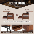 Rolanstar Coffee Table, Lift Top Coffee Table - Image 6