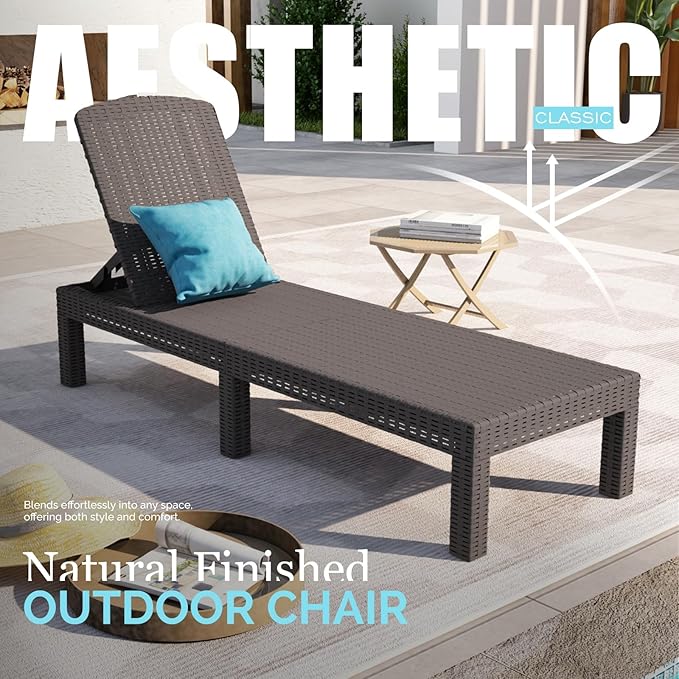 DIMAR GARDEN Beach Chairs Outdoor Chaise Lounge, Resin Pool Lounge Chair - Image 4