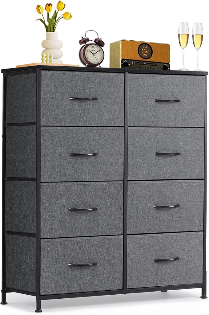 8-Drawer Dresser for Bedroom, Anti-Tip Tall Storage Organizer Chest of Drawers by SageNest