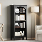 Arched Bookshelf with 4 Tier Open Shelves, Study and Living Room, Modern Black - Image 7