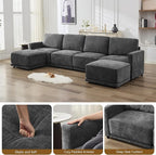 143.8" Modular Sectional Sofa Modern Chenille U Shaped Couch - Image 4