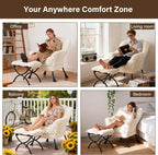 Welnow Lazy Chair with Ottoman, Modern Accent Chair with Armrests and a Side - Image 9