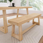 Plank+Beam 60 Inch Farmhouse Dining Bench, Solid Wood Entryway Bench, Wooden by PlankBeam