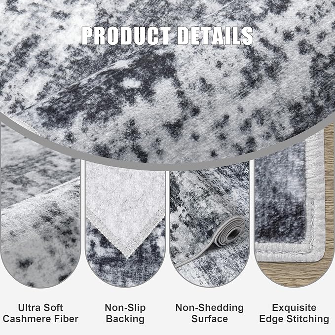 Washable Area Rug 3x14 Entryway Rug: Washable Modern Abstract Soft Thin Rug - Image 6