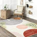 RoomTalks Mid Century Modern Washable Rug, Boho Cute Aesthetic 8x10 Area Rugs - Image 2