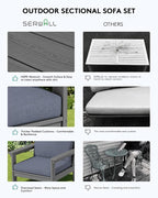SERWALL HDPE Patio Sofa Set, 3-piece Sectional Outdoor Furniture Set, All - Image 5