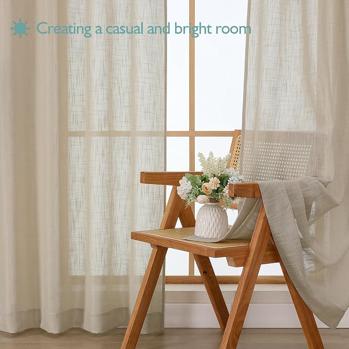 Chyhomenyc Semi Sheer Curtains 96 Inches Long 2 Panels - Image 7
